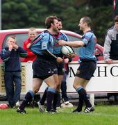 30 April 2005; Stuart Wilson is congratulated by Ian Humphreys, centre, and W P Strauss, right, Belfast Harlequins. AIB All Ireland League 2004-2005, Division 1 Semi-Final, Garryowen v Belfast Harlequins, Dooradoyle, Limerick. Picture credit; Kieran Clancy / SPORTSFILE