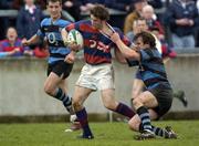 30 April 2005; Marc Hewitt, Clontarf, is tackled by John O'Connor, Shannon. AIB All Ireland League 2004-2005, Division 1 Semi-Final, Shannon v Clontarf, Thomond Park, Limerick. Picture credit; Damien Eagers / SPORTSFILE