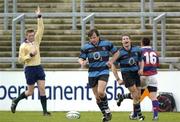 30 April 2005; Referee Simon McDowell signals for a try as scorer John O'Connor, (centre) runs away. AIB All Ireland League 2004-2005, Division 1 Semi-Final, Shannon v Clontarf, Thomond Park, Limerick. Picture credit; Damien Eagers / SPORTSFILE
