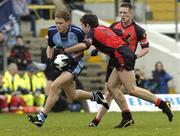 30 April 2005; Brendan Phelan, Dublin, is tackled by James Colgan, Down. Cadbury's All-Ireland U21 Football Semi-Final, Dublin v Down, Pairc Tailteann, Navan, Co. Meath. Picture credit; Matt Browne / SPORTSFILE