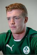 15 January 2014; Ireland's Dan Leavy during a press conference ahead of their opening U20 Six Nations Rugby Championship match against Scotland on Friday the 31st of January. Ireland U20 Squad Press Conference, Sandymount Hotel, Herbert Road, Dublin. Picture credit: David Maher / SPORTSFILE