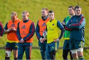 15 January 2014; Munster players, from left to right, BJ Botha, Keith Earls, Johne Murphy, Gerry Hurley, Denis Hurley and James Coughlan during squad training ahead of their Heineken Cup 2013/14, Pool 6, Round 6, match against Edinburgh on Sunday. Munster Rugby Squad Training, University of Limerick, Limerick. Picture credit: Diarmuid Greene / SPORTSFILE
