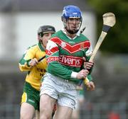 1 May 2005; Stephen Broderick, Mayo, in action against Paul O'Brien, Donegal. Allianz National Hurling League, Division 3 Final, Mayo v Donegal, Markievicz Park, Sligo. Picture credit; Damien Eagers / SPORTSFILE