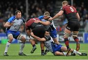 18 January 2014; Mako Vunipola, Saracens, is tackled by Michael Swift, Brett Wilkinson and Jake Hennan, Connacht. Heineken Cup 2013/14, Pool 3, Round 6, Saracens v Connacht, Allianz Park, High Wycombe, England. Picture credit: Ray Ryan / SPORTSFILE