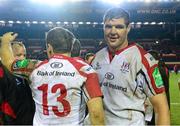 18 January 2014; Johann Muller, Ulster, right, along with Darren Cave at the end of the game. Heineken Cup 2013/14, Pool 5, Round 6, Leicester Tigers v Ulster, Welford Road, Leicester, England. Picture credit: Oliver McVeigh / SPORTSFILE