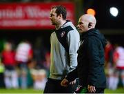 18 January 2014; Leicester Tigers assistant backs coach, Geordan Murphy, left, along with backs coach Paul Burke. Heineken Cup 2013/14, Pool 5, Round 6, Leicester Tigers v Ulster, Welford Road, Leicester, England. Picture credit: Oliver McVeigh / SPORTSFILE