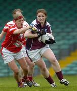 30 April 2005; Michelle Glynn, Galway, in action against Deirdre O'Reilly, Cork. Suzuki Ladies National Football League, Division 1 Final, Cork v Galway, Gaelic Grounds, Limerick. Picture credit; Ray McManus / SPORTSFILE