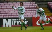 6 May 2005; Pat McCourt, Shamrock Rovers, celebrates with team-mate Keith Doyle, right, after scoring his second goal. eircom League, Premier Division, Shamrock Rovers v Bray Wanderers, Dalymount Park, Dublin. Picture credit; Brian Lawless / SPORTSFILE
