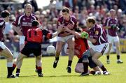 7 May 2005; Niall Coleman, Galway, in action against Aidan Carr, 11, Down. Cadburys All-Ireland U21 Football Final, Galway v Down, Cusack Park, Mullingar, Co. Westmeath. Picture credit; Damien Eagers / SPORTSFILE
