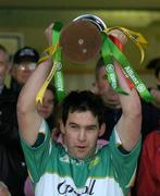 7 May 2005; The Offaly captain Barry Teehan lifts the trophy. Allianz National Hurling League, Division 2 Final, Offaly v Carlow, O' Moore Park, Portlaoise, Co. Laois. Picture credit; Ray McManus / SPORTSFILE