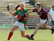 8 May 2005; Jackie Moran, Mayo, in action against Annette Clarke, Galway. TG4 Ladies Senior Football Championship, Mayo v Galway, McHale Park, Castlebar, Co. Mayo. Picture credit; David Maher / SPORTSFILE
