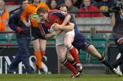 8 May 2005; Anthony Horgan, Munster, is tackled by Girvan Dempsey, Leinster. Celtic Cup 2004-2005 Semi-Final, Leinster v Munster, Lansdowne Road, Dublin. Picture credit; Brian Lawless / SPORTSFILE