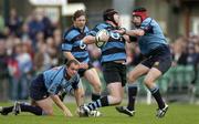 7 May 2005; Eddie Halvey, Shannon, is tackled by David Dougherty, Belfast Harlequins. AIB All Ireland League 2004-2005, Division 1 Final, Shannon v Belfast Harlequins, Lansdowne Road, Dublin. Picture credit; Brendan Moran / SPORTSFILE