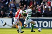 13 May 2005; Patrick McCourt, Shamrock Rovers, in action against Vinny Perth, St. Patrick's Athletic. eircom league, Premier Division, St. Patrick's Athletic v Shamrock Rovers, Richmond Park, Dublin. Picture credit; David Maher / SPORTSFILE