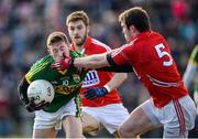 19 January 2014; Jonathan Lyne, Kerry, in action against Eoin Cadogan and James Loughrey, right, Cork. McGrath Cup Final, Cork v Kerry, Mallow GAA Grounds, Mallow, Co. Cork. Picture credit: Brendan Moran / SPORTSFILE