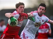 19 January 2014; Declan Mullan, Derry, in action against Conor Clarke, Tyrone. Power NI Dr. McKenna Cup, Semi-Final, Tyrone v Derry, Healy Park, Omagh, Co. Tyrone. Picture credit: Ramsey Cardy / SPORTSFILE