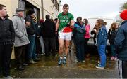 19 January 2014; Aidan O'Shea, Mayo, walks past spectators on his way back to the pitch for the start of the second half against Roscommon. FBD League, Section A, Round 3, Roscommon v Mayo, Michael Glaveys GAA Club, Ballinlough, Co. Roscommon. Picture credit: David Maher / SPORTSFILE