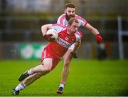 19 January 2014; Sean Leo McGoldrick, Derry, in action against Tiernan McCann, Tyrone. Power NI Dr. McKenna Cup, Semi-Final, Tyrone v Derry, Healy Park, Omagh, Co. Tyrone. Picture credit: Ramsey Cardy / SPORTSFILE