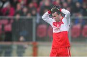 19 January 2014; Aaron Kerrigan, Derry, reacts after a missed opportunity. Power NI Dr. McKenna Cup, Semi-Final, Tyrone v Derry, Healy Park, Omagh, Co. Tyrone. Picture credit: Ramsey Cardy / SPORTSFILE