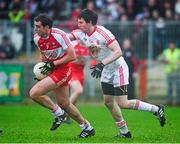 19 January 2014; Charlie Kielt, Derry, in action against Mattie Donnelly, Tyrone. Power NI Dr. McKenna Cup, Semi-Final, Tyrone v Derry, Healy Park, Omagh, Co. Tyrone. Picture credit: Ramsey Cardy / SPORTSFILE