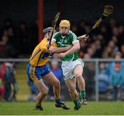 19 January 2014; Paul Browne, Limerick, in action against Liam Markham, Clare. Waterford Crystal Cup, Quarter-Final, Clare v Limerick. O'Garney Park, Sixmilebridge, Co. Clare. Picture credit: Stephen McCarthy / SPORTSFILE