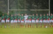 19 January 2014; Members of the Mayo team during the playing of the National Anthem. FBD League, Section A, Round 3, Roscommon v Mayo, Michael Glaveys GAA Club, Ballinlough, Co. Roscommon. Picture credit: David Maher / SPORTSFILE
