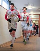19 January 2014; Mattie Donnelly, Tyrone, leads the team out to the pitch before the match. Power NI Dr. McKenna Cup, Semi-Final, Tyrone v Derry, Healy Park, Omagh, Co. Tyrone. Picture credit: Ramsey Cardy / SPORTSFILE