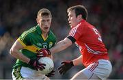 19 January 2014; Jonathan Lyne, Cork, in action against James Loughrey, Kerry. McGrath Cup Final, Cork v Kerry, Mallow GAA Grounds, Mallow, Co. Cork. Picture credit: Brendan Moran / SPORTSFILE