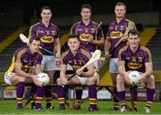 21 January 2014; Gain Feeds were today announced as the new sponsors of the Wexford GAA hurling and football teams. Pictured in attendance at the announcement are Wexford players, back row, from left to right, Eanna Martin, Paul Morris and Matthew O'Hanlon. Front row, from left to right, Brian Malone, Lee Chin and Daithi Waters. Wexford Park, Wexford. Picture credit: Matt Browne / SPORTSFILE