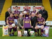 21 January 2014; Gain Feeds were today announced as the new sponsors of the Wexford GAA hurling and football teams. Pictured in attendance at the announcement are, from left to right, back row, Mary Delaney, Head of Equine with Gain Feeds, Paul Morris, Daithi Waters, Lee Chin and John Hore, Gain Feeds. Front row, from left to right, Brian Malone, Wexford County Board Chairman Diarmuid Devereux, Colm Eustace, CEO of Glanbia Agribusiness, and Eanna Martin. Wexford Park, Wexford. Picture credit: Matt Browne / SPORTSFILE