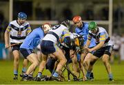 21 January 2014; Dublin and UCD players battle for possession. Bord na Mona Walsh Cup, Quarter-Final, Dublin v UCD, Parnell Park, Dublin. Picture credit: Ramsey Cardy / SPORTSFILE