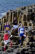 10 May 2005; &quot;The Stuff of Legend&quot;: Pictured at a photocall, at the Giants Causeway, Co. Antrim, to launch the Guinness All-Ireland Senior Hurling Championship 2005 are, l to r, Sean Og O hAilpin, Cork, Michael Jacob, Wexford, James McGarry, Kilkenny, and Eoin Kelly, Waterford. This year's Guinness advertising campaign for the Hurling Championship will focus on Irish myths and legends, with one of the executions in the campaign featuring Fionn Mac Cumhaill at the Giants Causeway. The advertising campaign will break on the 23rd May. Picture credit; Brendan Moran / SPORTSFILE
