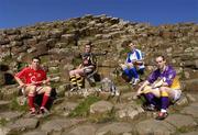 10 May 2005; &quot;The Stuff of Legend&quot; : Pictured at a photocall, at the Giants Causeway, Co. Antrim, to launch the Guinness All-Ireland Senior Hurling Championship 2005 are, l to r, Sean Og O hAilpin, Cork, James McGarry, Kilkenny, Eoin Kelly, Waterford, and Michael Jacob, Wexford. This year's Guinness advertising campaign for the Hurling Championship will focus on Irish myths and legends, with one of the executions in the campaign featuring Fionn Mac Cumhaill at the Giants Causeway. The advertising campaign will break on the 23rd May. Picture credit; Ray McManus / SPORTSFILE