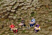 10 May 2005; &quot;The Stuff of Legend&quot;: Pictured at a photocall, at the Giants Causeway, Co. Antrim, to launch the Guinness All-Ireland Senior Hurling Championship 2005 are, l to r, Sean Og O hAilpin, Cork, James McGarry, Kilkenny, Eoin Kelly, Waterford, and Michael Jacob, Wexford. This year's Guinness advertising campaign for the Hurling Championship will focus on Irish myths and legends, with one of the executions in the campaign featuring Fionn Mac Cumhaill at the Giants Causeway. The advertising campaign will break on the 23rd May. Picture credit; Brendan Moran / SPORTSFILE