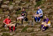 10 May 2005; &quot;The Stuff of Legend&quot;: Pictured at a photocall, at the Giants Causeway, Co. Antrim, to launch the Guinness All-Ireland Senior Hurling Championship 2005 are, l to r, Sean Og O hAilpin, Cork, James McGarry, Kilkenny, Eoin Kelly, Waterford, and Michael Jacob, Wexford. This year's Guinness advertising campaign for the Hurling Championship will focus on Irish myths and legends, with one of the executions in the campaign featuring Fionn Mac Cumhaill at the Giants Causeway. The advertising campaign will break on the 23rd May. Picture credit; Brendan Moran / SPORTSFILE
