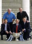 11 May 2005; At the launch of the 2005 Bank of Ireland Football Championship were, from left, Jack O'Connor, Kerry manager, Joe Kernan, Armagh manager, Des Crowley, Chief Executive, Retail Financial Services Ireland, Bank of Ireland, John Maughan, Mayo manager, and Paul Caffrey, Dublin manager. House of Lords, College Green, Dublin. Picture credit; Brendan Moran / SPORTSFILE