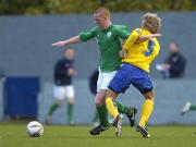 28 April 2005; Terry Dixon, Republic of Ireland, in action against Andreas Landgren, Sweden. U16 Friendly International, Republic of Ireland U16 v Sweden U16, Whitehall, Dublin. Picture credit; Brian Lawless / SPORTSFILE