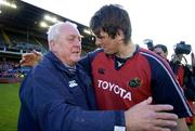 14 May 2005; A tearful Munster coach Alan Gaffney with Donnacha O'Callaghan after victory over Llanelli Scarlets. Celtic Cup 2004-2005 Final, Munster v Llanelli Scarlets, Lansdowne Road, Dublin. Picture credit; Brendan Moran / SPORTSFILE