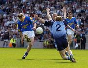 15 May 2005; Brian Kavanagh, Longford, in action against Dublin's Stephen O'Shaughnessy and Paul Griffin, (2). Bank Of Ireland Leinster Senior Football Championship, Dublin v Longford, Croke Park, Dublin. Picture credit; Damien Eagers / SPORTSFILE