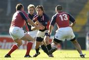 14 May 2005; Tal Selley, Llanelli Scarlets, in action against Rob Henderson, left, and Mike Mullins, Munster. Celtic Cup 2004-2005 Final, Munster v Llanelli Scarlets, Lansdowne Road, Dublin. Picture credit; Brendan Moran / SPORTSFILE