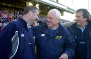 14 May 2005; Munster coach Alan Gaffney with team manager Jerry Holland, left, and media officer Pat Geraghty, right, after the game. Celtic Cup 2004-2005 Final, Munster v Llanelli Scarlets, Lansdowne Road, Dublin. Picture credit; Brendan Moran / SPORTSFILE