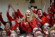 22 January 2014; Supporters from Presentation, Waterford, cheer on their team. All-Ireland Schools Cup U16A Girls Final, Crescent Comprehensive, Co. Limerick v Presentation Waterford. National Basketball Arena, Tallaght, Co. Dublin. Picture credit: David Maher / SPORTSFILE