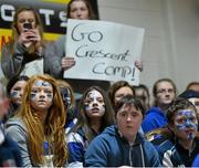 22 January 2014; Supporters from Crescent Comprehensive during the game. All-Ireland Schools Cup U16A Girls Final, Crescent Comprehensive, Co. Limerick v Presentation Waterford. National Basketball Arena, Tallaght, Co. Dublin. Picture credit: David Maher / SPORTSFILE