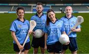22 January 2014; Dublin GAA Stars, including footballer Philly McMahon, hurler David O’Callaghan, ladies footballer Sinead Goldrick and camogie star Ali Twomey, lined out on behalf of AIG today to officially launch Dublin GAA’s 2014 season. Dublin GAA and AIG Ireland are calling on all of the county’s supporters to come out and cheer on the Dubs. The insurer will be rallying up support and handing out Dublin GAA flags to supporters at the opening fixtures across all four codes. Check out www.AIG.ie for regular ticket and jersey giveaways. At the launch are, from left, Ali Twomey, Dublin camogie, Dublin footballer Philly McMahon, Dublin ladies footballer Sinead Goldrick and Dublin hurler David O'Callaghan. Parnell Park, Dublin. Picture credit: Stephen McCarthy / SPORTSFILE