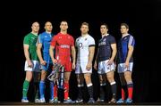 22 January 2014; In attendance at the launch of the 2014 RBS Six Nations Championship are team captains, from left to right, Ireland's Paul O'Connell, Italy's Sergio Parisse, Wales' Sam Warburton, England's Chris Robshaw, Scotland's Kelly Brown and France's Pascal Pape with the RBS Six Nations Championship trophy. RBS Six Nations Championship 2014 Launch, The Hurlingham Club, Ranelagh Gardens, London. Picture credit: Garry Bowden / SPORTSFILE