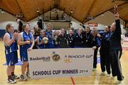 22 January 2014; The Crescent Comprehensive team celebrate at the end of the game. All-Ireland Schools Cup U16A Girls Final, Crescent Comprehensive, Co. Limerick v Presentation Waterford. National Basketball Arena, Tallaght, Co. Dublin. Picture credit: David Maher / SPORTSFILE