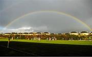 22 January 2014; A rainbow is seen during the game. Corn Uí Mhuiri Quarter-Final, Pobalscoil Chorca Dhuibhne, Dingle v Coláiste Chríost Rí, Cork. Dr. Crokes GAA Club, Killarney, Co. Kerry. Picture credit: Diarmuid Greene / SPORTSFILE