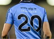21 January 2014; A detailed view of the rear of the new Dublin jersey. Bord na Mona Walsh Cup, Quarter-Final, Dublin v UCD, Parnell Park, Dublin. Picture credit: Ramsey Cardy / SPORTSFILE