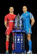 22 January 2014; In attendance at the launch of the 2014 RBS Six Nations Championship are team captains Sam Warburton, Wales, left, and Sergio Parisse, Italy, with the RBS Six Nations Championship trophy. RBS Six Nations Championship 2014 Launch, The Hurlingham Club, Ranelagh Gardens, London. Picture credit: Garry Bowden / SPORTSFILE