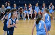 23 January 2014; St Josephs Charlestown substitues react to a decision. All-Ireland Schools Cup U16C Girls Final, Gallen CS Ferbane, Co. Offaly v St Josephs Charlestown, Co. Mayo, National Basketball Arena, Tallaght, Co. Dublin. Picture credit: Ramsey Cardy / SPORTSFILE